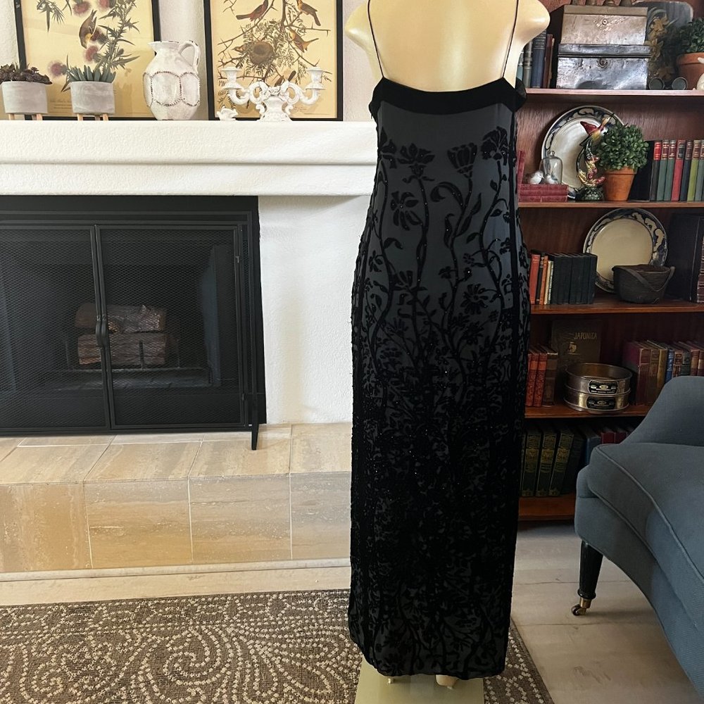 Rickie Freeman for Teri Jon Hand Beaded Burnt Velvet Dress